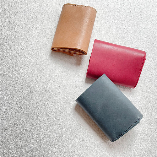 春財布新色！手のひらの中のクルムコンパクト 本牛革 小さい