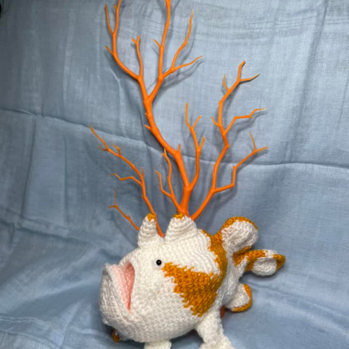 DL編み図】かぎ針編み海洋生物カエルアンコウかわいい編みぐるみ