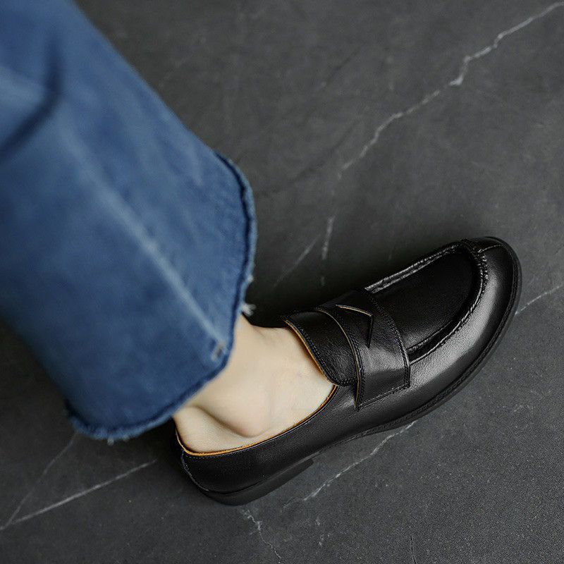 本革 革靴 シューズ レディース ローファー スリッポン ローヒール レザー パンプスオペラパンプス 敬老の日 秋色