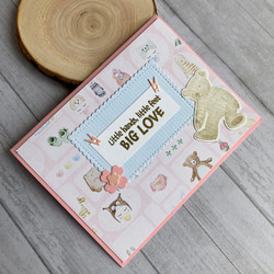 ピンクの出産祝いカード　ベビーシャワー　メッセージカード　出産祝い 3枚目の画像