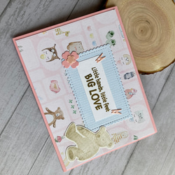 ピンクの出産祝いカード　ベビーシャワー　メッセージカード　出産祝い 2枚目の画像