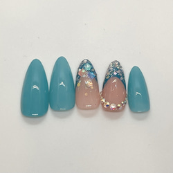 オーダー】ニュアンス ミントブルー ネイルチップ ネイルチップ