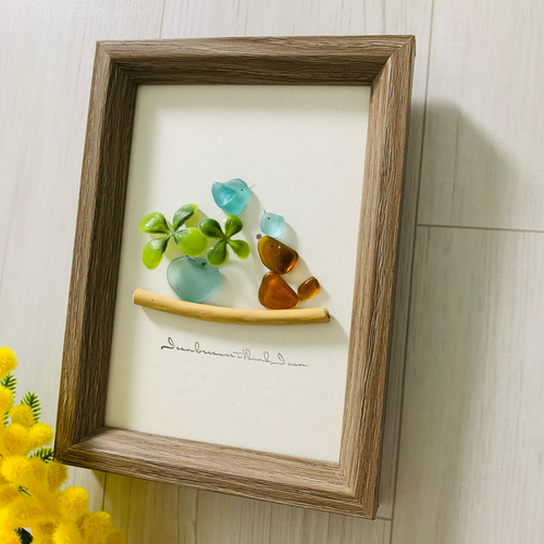 シーグラスアート 海の宝石 ガラス細工 インテリア雑貨 北欧 パネル