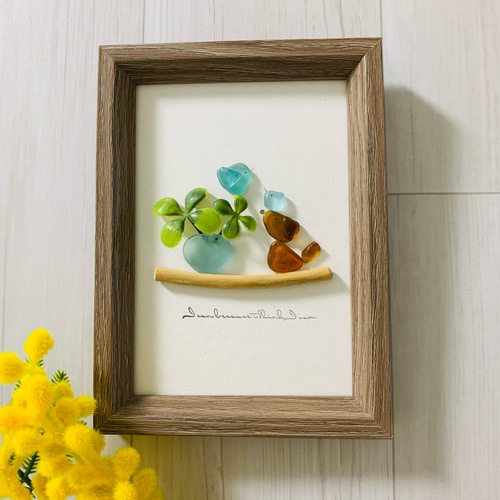 シーグラスアート 海の宝石 ガラス細工 インテリア雑貨 北欧 パネル