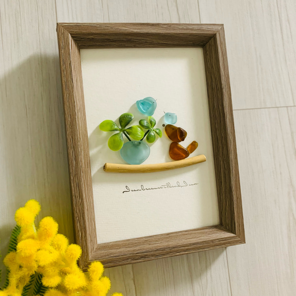 シーグラスアート 海の宝石 ガラス細工 インテリア雑貨 北欧 パネル