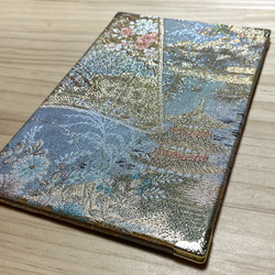 ★オリジナル★【御朱印帳】大判18㎝×12㎝　蛇腹タイプ　帯リメイク品　風景　32面×2  限定　一点のみ 4枚目の画像