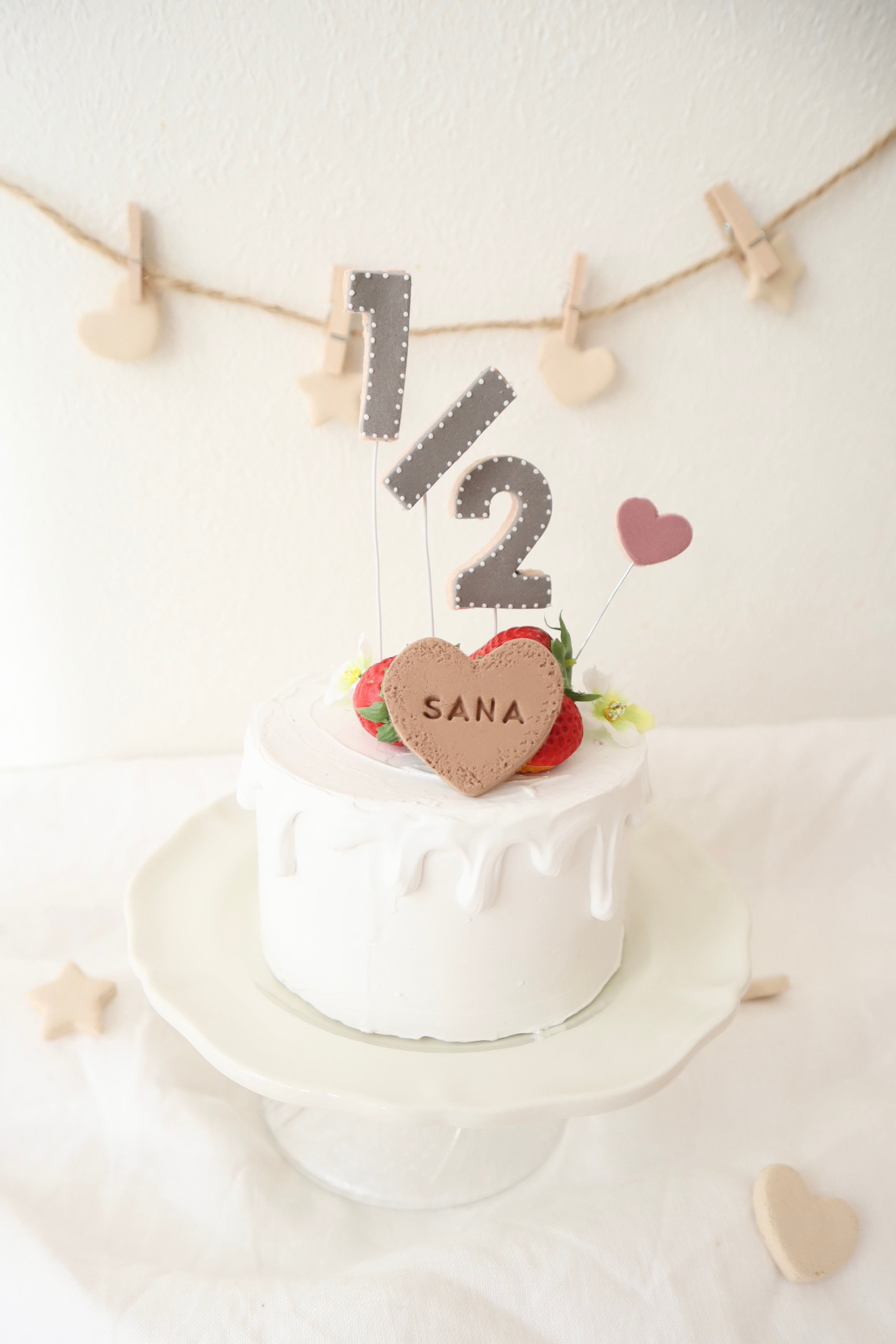 ありえる イチゴのクレイケーキ　2段飾り付き バースデー　誕生日