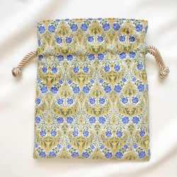 【再販】✧ 祝福シリーズ ✧ 巾着ポーチ インド刺繍 大容量 小物入れ 花柄 青いバラ 4枚目の画像