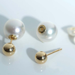 【送料無料】K18 ball 5mm アコヤキャッチ 3way ピアス ペア 15枚目の画像