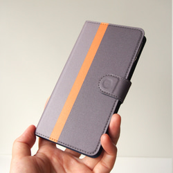 [促銷 / 限量 1 件] 筆記本型智能手機保護殼 &lt;灰色 x 橙色&gt; iPhone11 第2張的照片