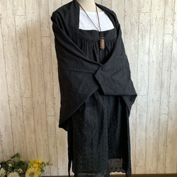 [黑色棉質蕾絲短上衣 3way] 遮陽和降溫措施 花卉棉質蕾絲 禮物均碼 日本製造 第5張的照片