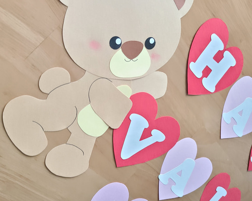バレンタイン 壁面飾り 2月 保育園 幼稚園 施設 くまさん テディベア