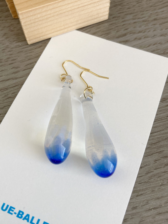 ●blue drop ピアス● ボロシリケイトガラス/ピアス/イヤリング 4枚目の画像