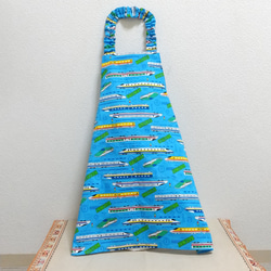120cm 新幹線B（水色）ゴム紐付 子供用エプロン・三角巾セット 7枚目の画像