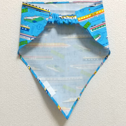120cm 新幹線B（水色）ゴム紐付 子供用エプロン・三角巾セット 12枚目の画像