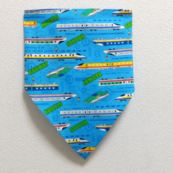 120cm 新幹線B（水色）ゴム紐付 子供用エプロン・三角巾セット 11枚目の画像
