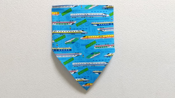 120cm 新幹線B（水色）ゴム紐付 子供用エプロン・三角巾セット 11枚目の画像