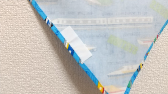 120cm 新幹線B（水色）ゴム紐付 子供用エプロン・三角巾セット 13枚目の画像