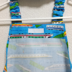 120cm 新幹線B（水色）ゴム紐付 子供用エプロン・三角巾セット 5枚目の画像