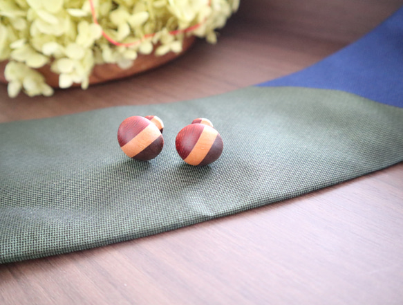 木製カフリンクス【moon】/ウォルナット×メープル×パドック 9枚目の画像