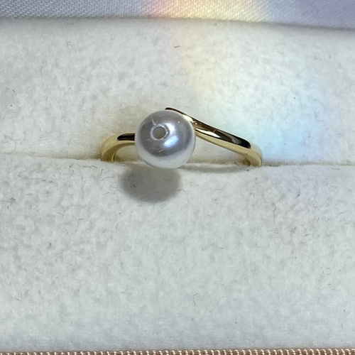 リング空枠 スパイラル パール ゴールド フリーサイズ 指輪・リング