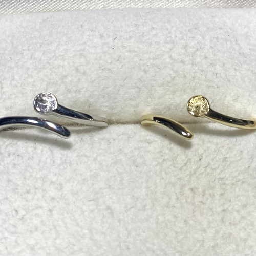 リング空枠 スパイラル パール ゴールド フリーサイズ 指輪・リング