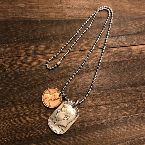 USAケネディハーフダラー銀貨 ドッグタグネックレス ネックレス