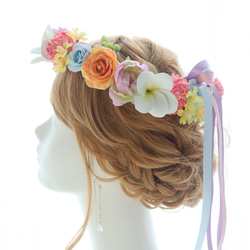 花冠 ~ Antique Flower Tiara ~ Pink バラ・薔薇・ローズ 結婚式