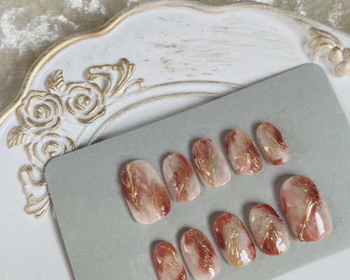 EVER NAIL peach tea ラウンドショート EVER NAIL peach tea ラウンドショート ネイルチップ・付け爪