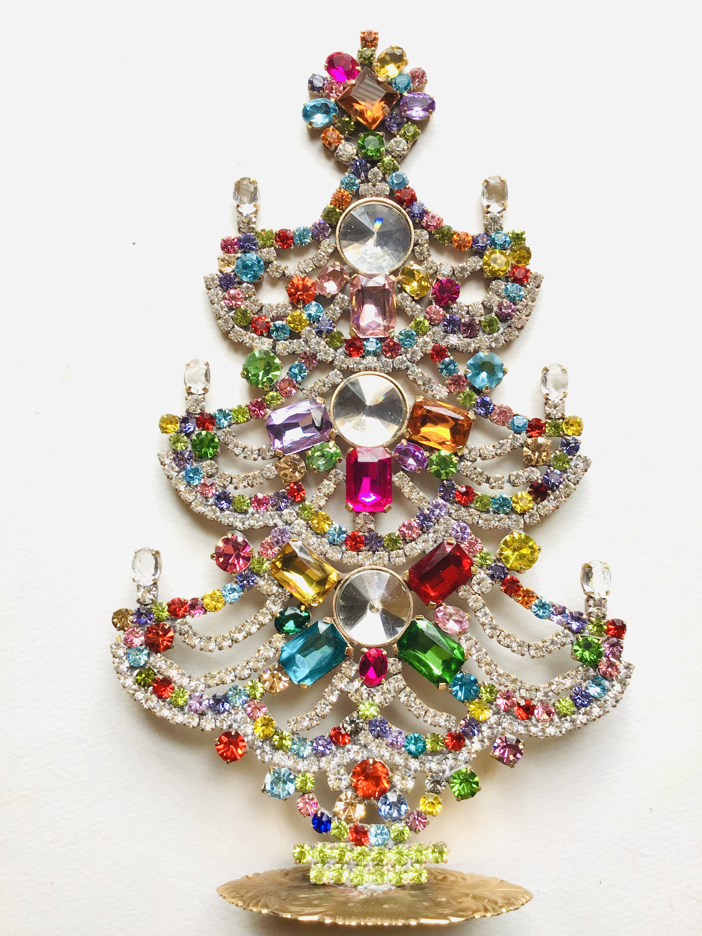 チェコガラス　ビンテージ　クリスマスツリー　ヴィンテージ　チェコ　ラインストーン