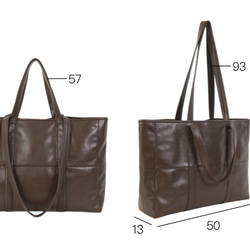 泥棕色 蒙布朗袋子 2面背 oversize大容量托特包 PU皮拼帆布 第2張的照片