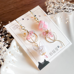 水引 梅結びとあわじ玉のピアス/イヤリング ピアス（スタッド・一粒