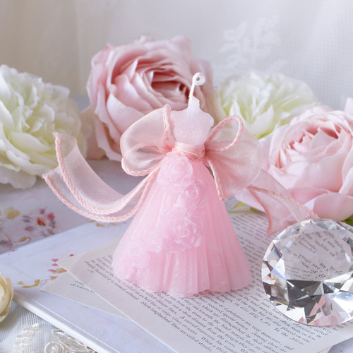 流れる薔薇のドレスキャンドル（ピンク） キャンドル
