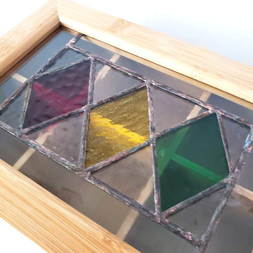 ステンドグラス アンティーク調ガラス窓つき小箱 レトロ小物入れ 収納