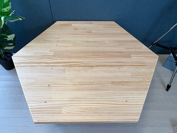 【送料無料】 ローテーブル 6角 90cm 収納付き パイン ナチュラル ねじ込み脚 3枚目の画像