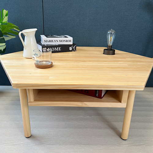 送料無料】 ローテーブル 6角 90cm 収納付き パイン ナチュラル  