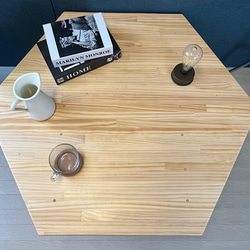 【送料無料】 ローテーブル 6角 90cm 収納付き パイン ナチュラル ねじ込み脚 10枚目の画像