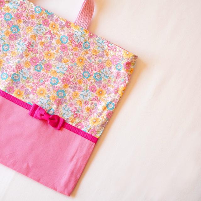 入学入園セットオーダー♡リボン柄ピンク レッスンバッグ＆上履き袋 