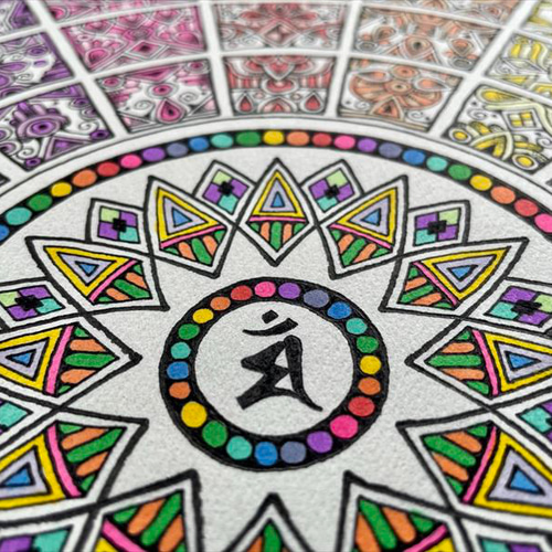 手描き肉筆画》文殊菩薩 マンジュシュリー 文殊師利 タンカ