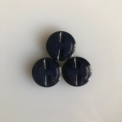 アンティーク ボタン 3個　ビンテージ 昭和 レトロ 個性的 ハンドメイド素材 日本製 ポップ アクセ ネイビー 5枚目の画像
