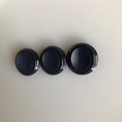 アンティーク ボタン 3個　ビンテージ 昭和 レトロ 個性的 ハンドメイド素材 日本製 ポップ アクセ ネイビー 2枚目の画像