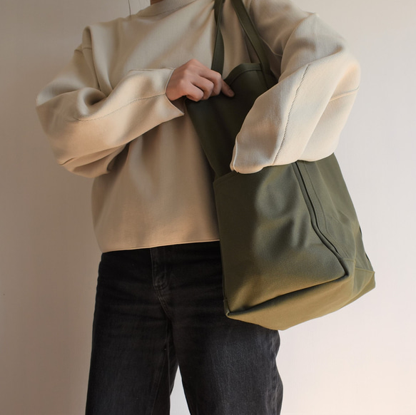 WIDE TOTE BAG （オリーブ/カーキ） 13枚目の画像