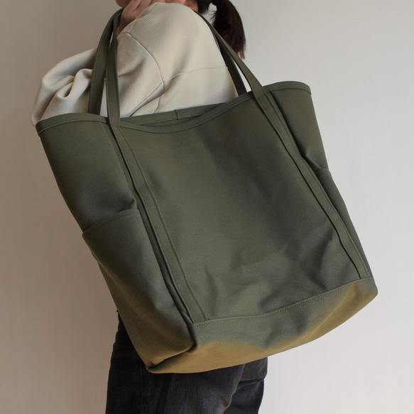 WIDE TOTE BAG （オリーブ/カーキ） 2枚目の画像