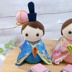 ひな人形　パステルカラーのお雛様　ひな祭り　おひな様　つまみ細工　ちりめん細工　 4枚目の画像