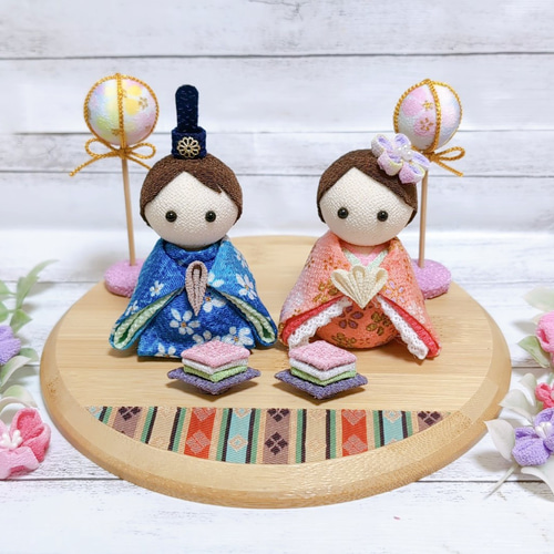 ひな人形 パステルカラーのお雛様 ひな祭り おひな様 つまみ細工