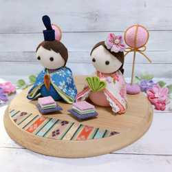ひな人形　パステルカラーのお雛様　ひな祭り　おひな様　つまみ細工　ちりめん細工　 2枚目の画像