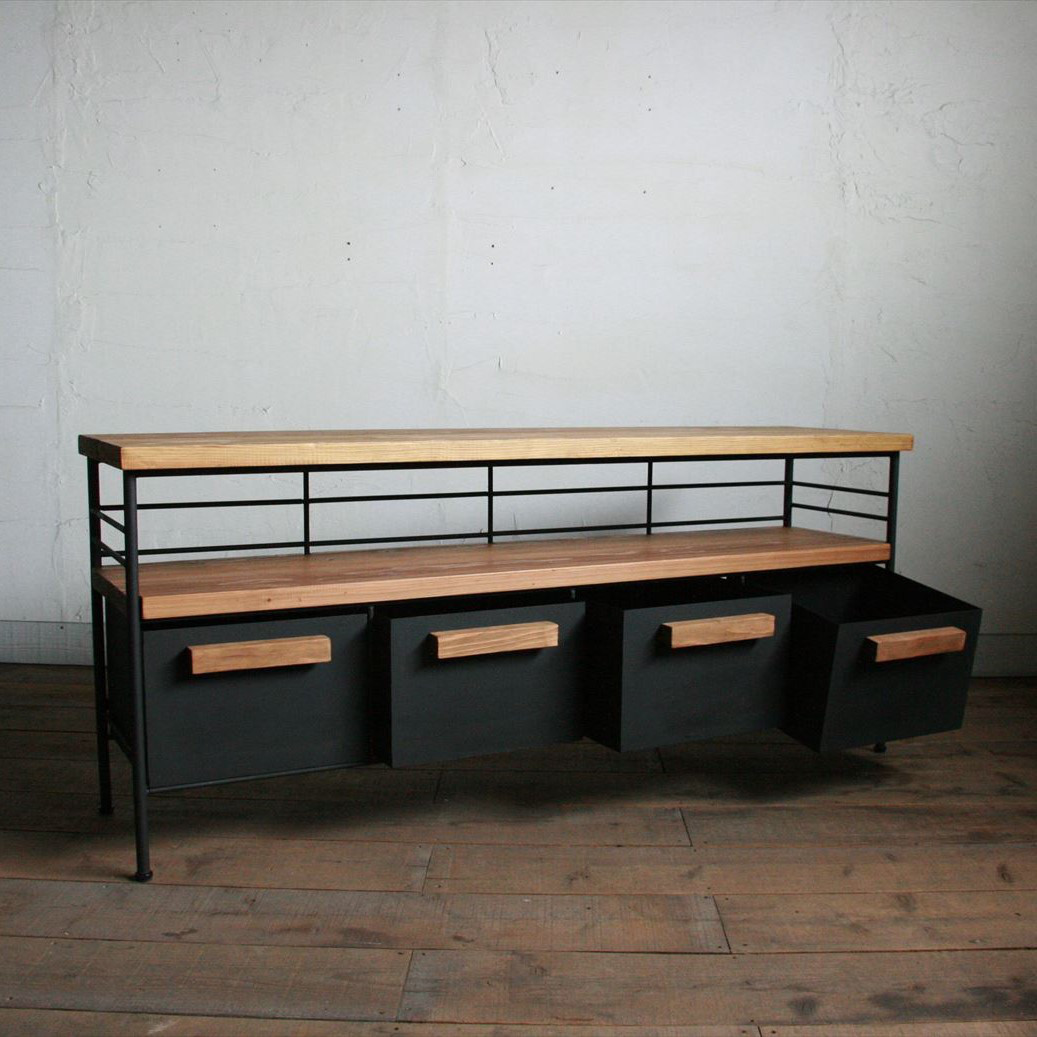 アイアンのドロワーシェルフ＃杉板【サイズオーダー可】