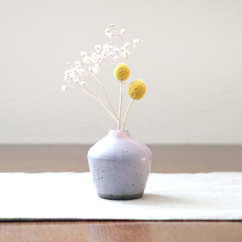 手作りの土釉薬掛け陶器花瓶 （筒型装飾花器☆気分やお花に