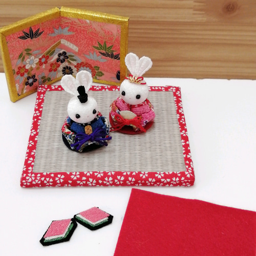 ちりめんうさぎのお雛様セット ちりめん細工うさぎ ひな人形・雛 ちりめんうさぎのお雛様セット ちりめん細工うさぎ ひな人形・雛