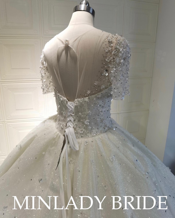 韓国風　ウェディングドレス　大人のウェディング　韓国ウェディングドレス　キラキラ　ウェディングドレス 11枚目の画像